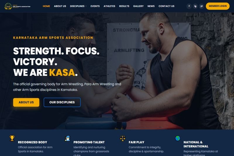 Karnataka Arm Sports Association website design by Raju Ram Prajapat — Sports Association project